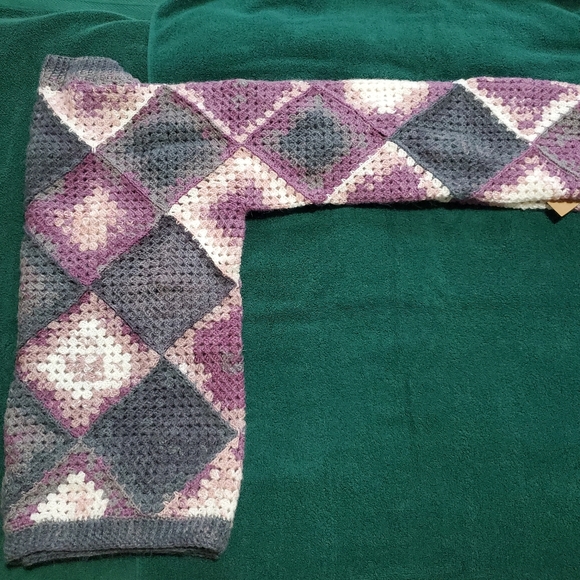 💖 New Handmade Granny Square Crochet Patched Pullover Sweater - Picture 5 of 7